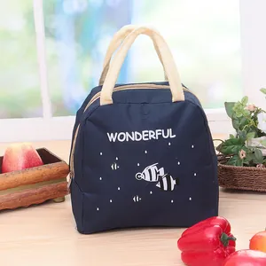 Sac à déjeuner isotherme bleu marine avec motif de poisson pour bureau et école