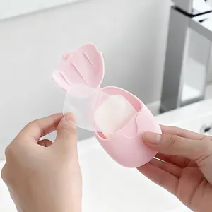 Dispensador portátil rosa de láminas de jabón de viaje desechables para manos