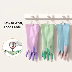 Guantes de látex resistentes e impermeables para lavar platos y limpieza en varios colores