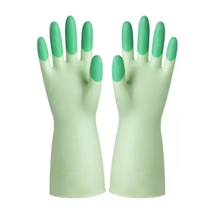 Guantes de cocina de goma impermeables verde claro para la limpieza diaria del hogar