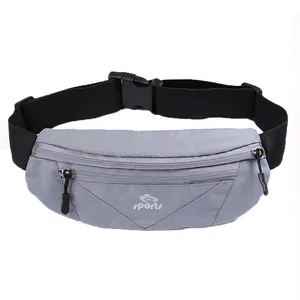 Sac banane de sport gris professionnel avec sangle réglable pour la course et le fitness