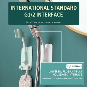 Universal adjustable shower head holder with G1/2 interface and adhesive backing for bathroom