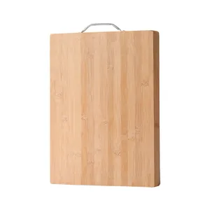 Grande tagliere in bambù naturale spesso con robusto manico in metallo per cucina