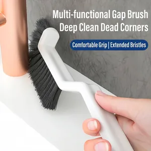 Cepillo de limpieza multifuncional en forma de L con cerdas duras para azulejos de baño