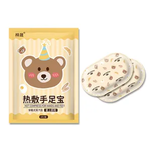 Wearable self-heating hand and foot warmers with cute cartoon bear pattern, 2 counts