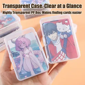 Transparent PP card storage box with lid for organizing and protecting collectible cards