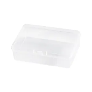 Transparent rectangular plastic storage box with lid for cards and small items