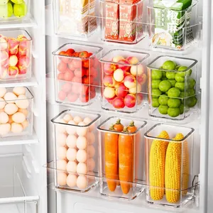 Refrigerator Side Door Storage Box Transparent PET Food Grade Organizer For Kitchen Fridge Vertical Storage Container
