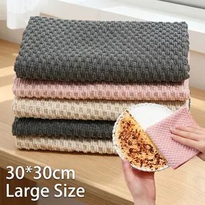 Microfiber Corn Kernel Texture Kitchen Dishcloth Super Absorbent Thick Cleaning Cloth Non-Shedding Non-Stick Oil Dish Towel For Bowl Pot Kitchen Cleaning