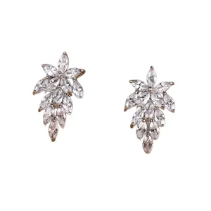 Elegante marquise geslepen kristallen blad oorbellen voor bruiloft sieraden dames