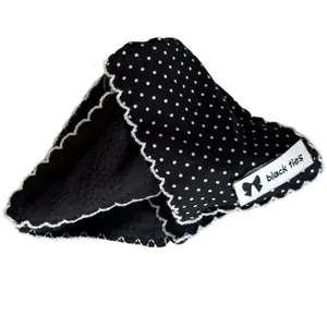 Sweet and elegant black polka dot shark hair clip with white lace decoration for women