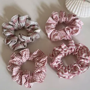 Coletero Rosa Estilo Coreano Dulce Tela con Borde Volante Sujetador de Coleta Elegante Accesorios para el Cabello para Mujer