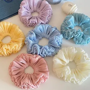 Korean Style Satin Pleated Scrunchie Sweet Flowery Bud Hair Tie Fashionable Large Intestine Hair Ring For Women Accessories
