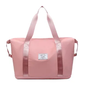 Large capacity expandable pink travel bag for women lightweight gym and overnight bag