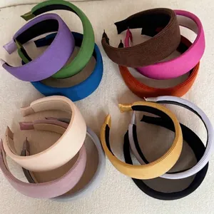 French Vintage Ribbed Fabric Wide Sponge Headband For Women Soft Solid Color Puffy Hairband Face Slimming Hair Accessories