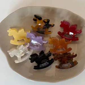 Vintage Cheval à Bascule Acétate Petite Pince à Cheveux Pour Femmes Fait à Main Écaille de Tortue Pince à Frange Accessoire Cheveux