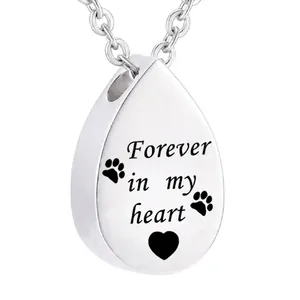 Edelstahl Wassertropfen Feuerbestattung Urne Halskette Für Haustier Asche Gedenkanhänger Forever In My Heart Graviert Schmuck