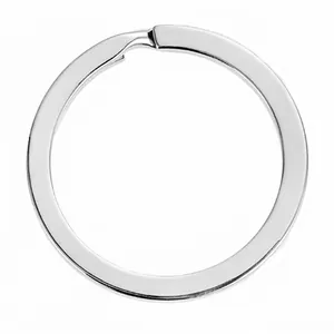 Anillo dividido plano de acero inoxidable plateado para llaveros y joyería