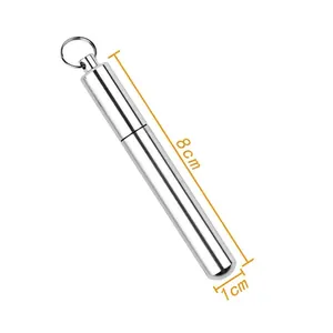 Portable silver aluminum alloy toothpick holder and waterproof pill case 8x1cm