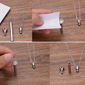 Cylinder cremation urn necklace for ashes with funnel filler kit