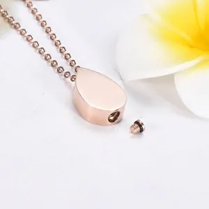 Rose gold teardrop cremation urn necklace for ashes memorial jewelry