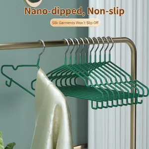 Non-Marking Plastic Coated Metal Clothes Hangers Heavy Duty Manganese Steel Traceless Drying Rack For Home Dormitory Clothes Storage Organization