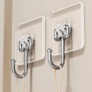 Stainless Steel Adhesive Hooks Strong Heavy Duty Wall Hooks Waterproof Seamless Hooks For Kitchen Bathroom Office No Drill