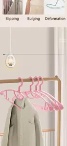Heavy-duty pink non-slip plastic hangers with anti-shoulder bump design for coats