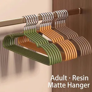 Heavy Duty Non-Slip Clothes Hangers Space Saving Resin Hangers With Manganese Steel Core Seamless Hangers For Adults And Kids Wardrobe Organization Storage Drying Racks