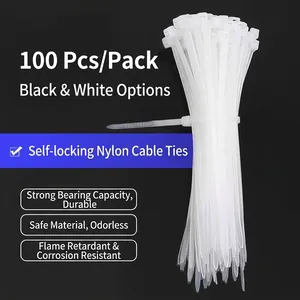 100-pak zware zelfsluitende nylon kabelbinders voor veilig bundelen van bedrading