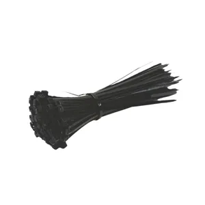 Sterke zwarte zelfvergrendelende nylon kabelbinders voor het organiseren en vastzetten.