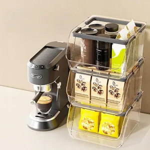 Stackable transparent desktop storage box for snacks and organizers