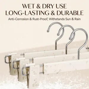 Durable non-marking pants hangers with adjustable anti-slip clips for skirts and pants