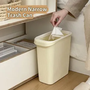 Cubo de basura estrecho de estilo japonés color crema para huecos de cocina