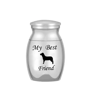 Pet Memorial Urn For Ashes Metal Dog Silhouette Engraved Mini Keepsake Ash Holder Moisture-Proof Small Burial Casket For Cat Dog Hair Ash Memorial Storage Tank