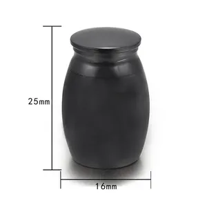 Urna pequeña de 25x16 mm para cenizas de mascotas con marcas de dimensiones.
