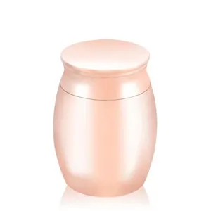 Elegant rose gold stainless steel pet cremation urn with waterproof seal and paw print