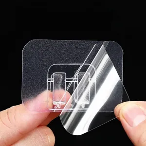 Parche de gancho de pared autoadhesivo transparente e impermeable para estantes sin taladro
