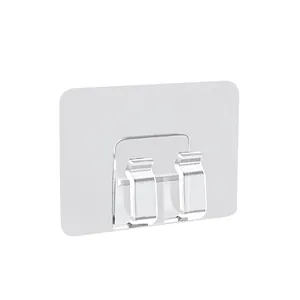 Gancho de pared autoadhesivo transparente resistente para estantes de cocina y baño