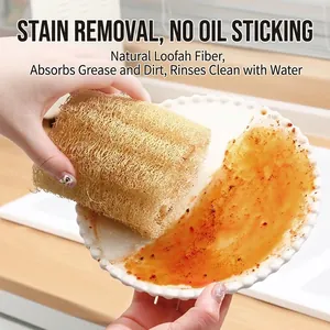 High-quality natural loofah dishwashing sponge scrubber for effective kitchen cleaning