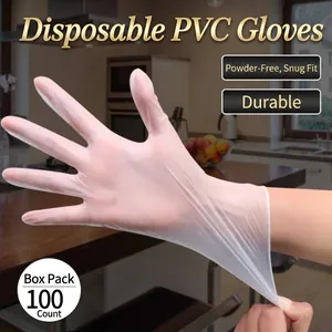 Gants Jetables en PVC de Qualité Alimentaire Épaissis Imperméables Résistants à l'Huile Transparents Protecteurs Maison Cuisine Nettoyage Vaisselle Travail