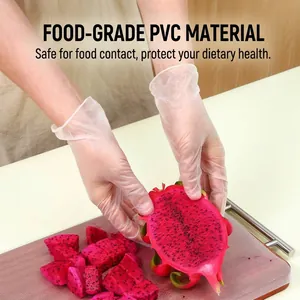 Gants jetables en PVC de qualité alimentaire pour la préparation des repas en cuisine.