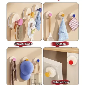 Ganchos de ventosa coloridos y resistentes para organizar el baño y la cocina