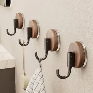 Vacuum Suction Cup Hook Wall Mount No Drilling Heavy Duty ABS Wood Grain Hook For Kitchen Bathroom Door Towel Storage