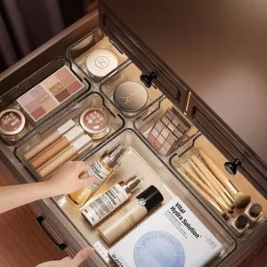 Organisateurs de tiroirs en acrylique transparent pour maquillage et soins de la peau