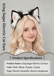 Detailansicht eines beweglichen elektrischen Katzenohr-Stirnbands für Cosplay-Kostüme.