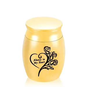 Urna Conmemorativa de Metal para Cenizas de Mascotas Mini Urna de Cremación con Patrón de Corazón y Flores para Gatos y Perros
