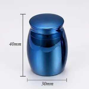 Premium mini blue metallic cremation urn for pet ashes with 40mm height and 30mm width