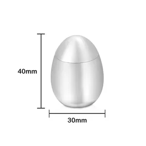 Close-up detail of a polished silver egg-shaped pet memorial urn measuring 40mm by 30mm