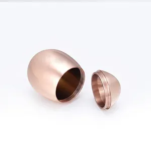 Elegant rose gold egg-shaped memorial urn for pet ashes 40x30mm durable metal jar